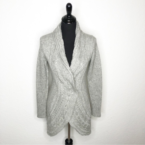 WHBM gray wool blend wrap front cardigan size Small - Picture 1 of 14